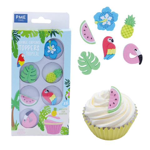 Edible Sugar Cupcake Topper Tropical (Pack of 6)