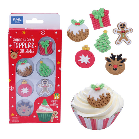 EDIBLE CUPCAKE TOPPERS, CHRISTMAS, PK/6