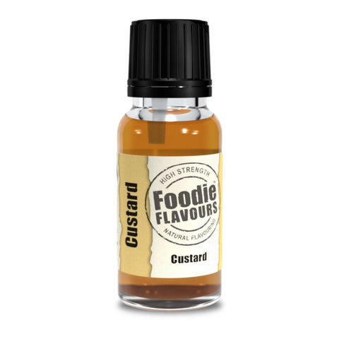 Foodie Flavours  Custard  15ml Natural Flavorings – Premium Quality Liquid Flavors for Baking, Cooking & Beverages | Vegan-Friendly, Non-GMO, No Artificial Additives | Versatile Flavors for Cakes, Cookies& Desserts