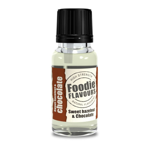 Foodie Flavours Sweet Hazelnut & Chocolate  15ml Natural Flavorings – Premium Quality Liquid Flavors for Baking, Cooking & Beverages | Vegan-Friendly, Non-GMO, No Artificial Additives | Versatile Flavors for Cakes, Cookies& Desserts