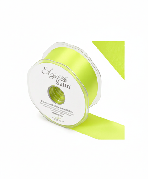 35mm Double Faced Satin Ribbon Roll - Flo Yellow