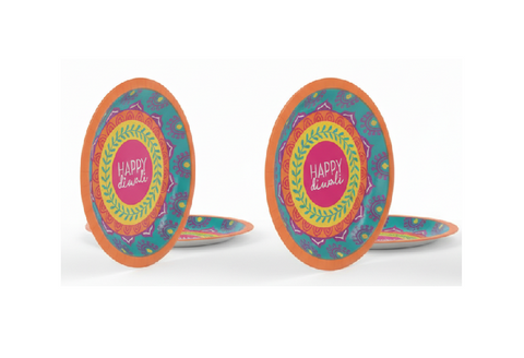 18cm Diwali Round Plates (Pack of 8)