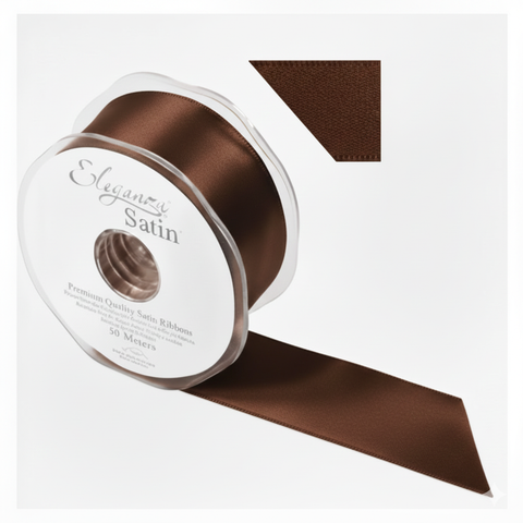 35mm Double Faced Satin Ribbon Roll - Dark Brown