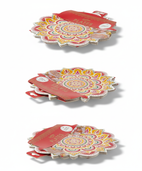 Diwali Patterned Paper Plates (Pack of 8)