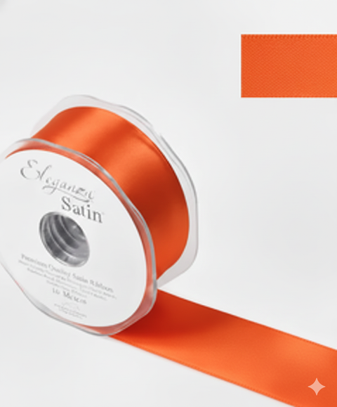 35mm Double Faced Satin Ribbon Roll - Flo Orange