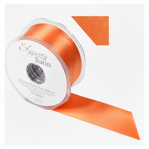 35mm Double Faced Satin Ribbon Roll- Orange Delight