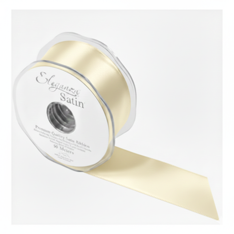 35mm Double Faced Satin Ribbon Roll - Pale Lemon