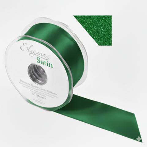 35mm Double Faced Satin Ribbon Roll - Hunter Green