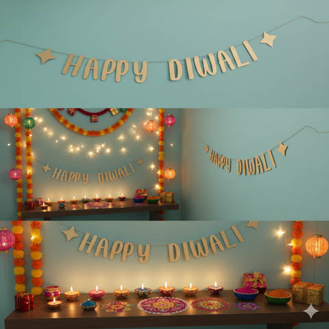 Happy Diwali Banner, 2m - Gold