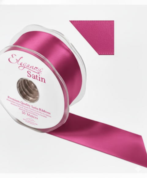 35mm Double Faced Satin Ribbon Roll - Shocking Pink