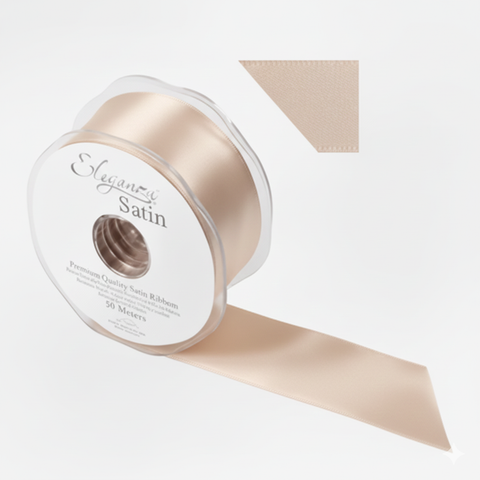 35mm Double Faced Satin Ribbon Roll - Cream