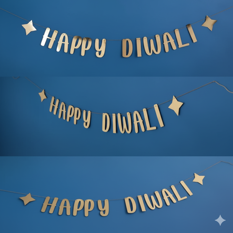 Happy Diwali Banner, 2m - Gold