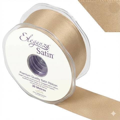 35mm Double Faced Satin Ribbon Roll - Ecru