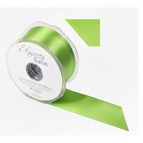 35mm Double Faced Satin Ribbon Roll - Flo Green
