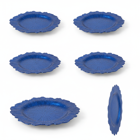 12.9" Blue Organic Edge Platter Charger Plate