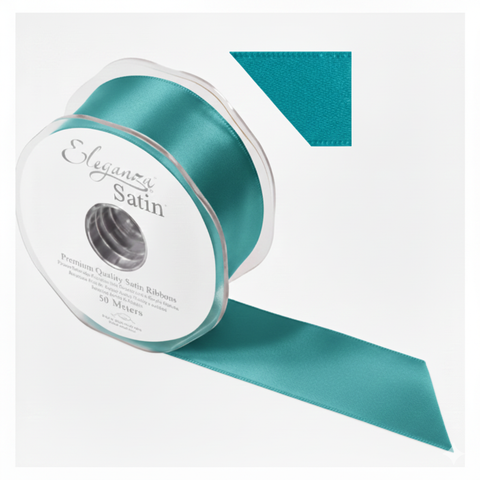 35mm Double Faced Satin Ribbon Roll - Malibu Blue