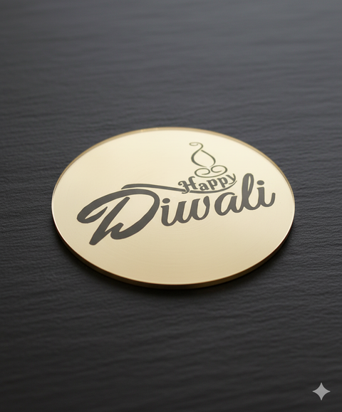 Gold Happy Diwali Acrylic Cupcake Discs