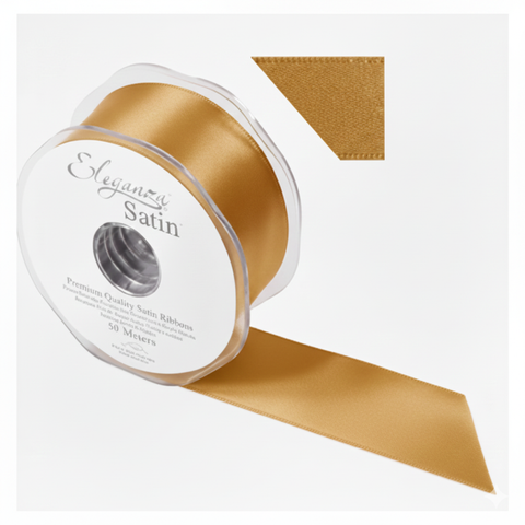 35mm Double Faced Satin Ribbon Roll  - Old Gold