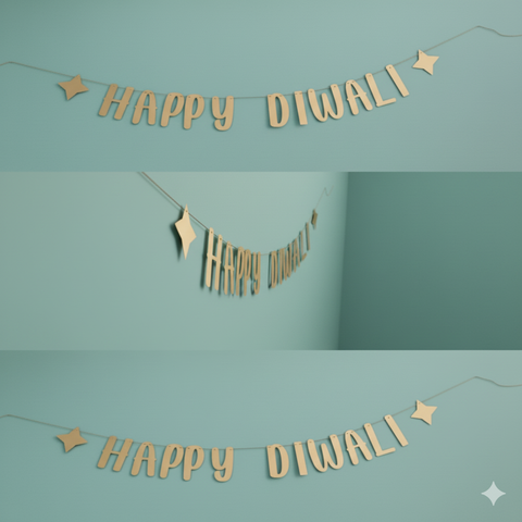 Happy Diwali Banner, 2m - Gold