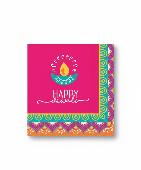 Happy Diwali Printed Beverage Napkins, 16 Pack