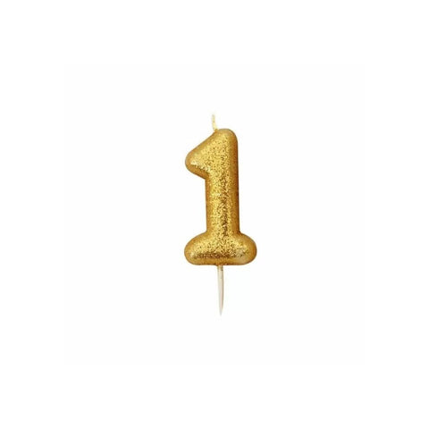 Glitter Number 1 Candle (7cm) - Gold