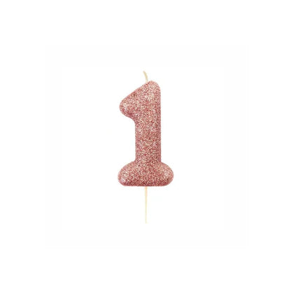 Glitter Number Candle (7cm) - Rose Gold (0-9)