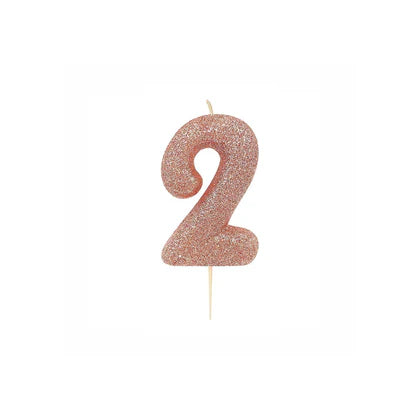Glitter Number Candle (7cm) - Rose Gold (0-9)