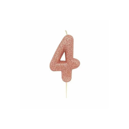 Glitter Number Candle (7cm) - Rose Gold (0-9)