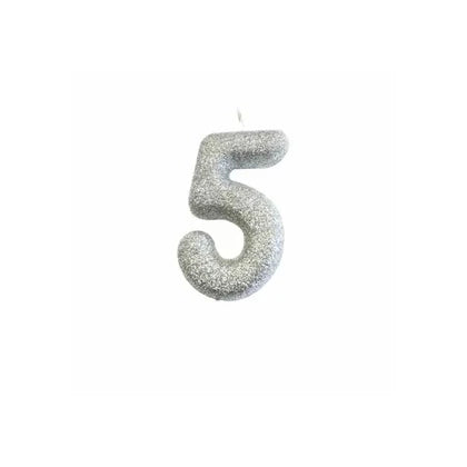 Glitter Number Candle (7cm) - Silver