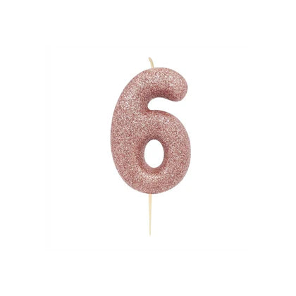 Glitter Number Candle (7cm) - Rose Gold (0-9)