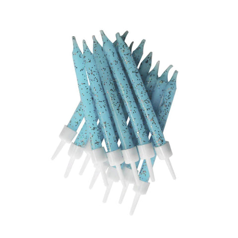 Glitter Candles Pale Blue with Holders []