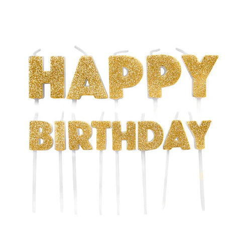 Glitter Happy Birthday Pick Candles