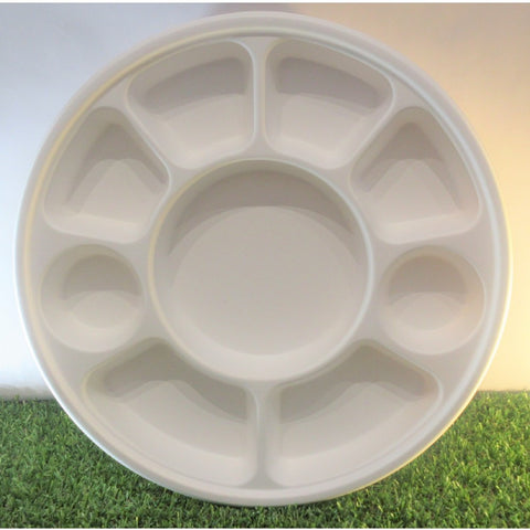 9 Compartment Round Bagasse Plates Qty:25