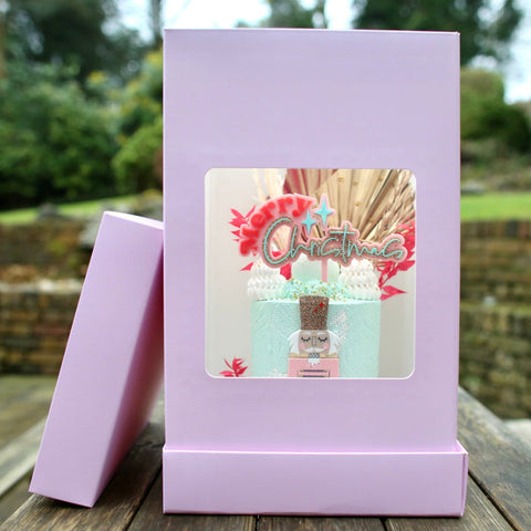 Olbaa 10"x14" Tall Window Cake Box - Blossom Pink