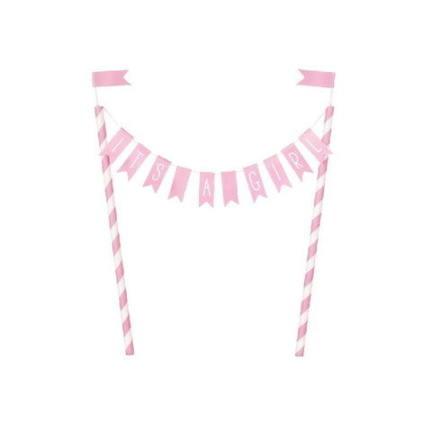 It's A Girl' Bunting Cake Topper