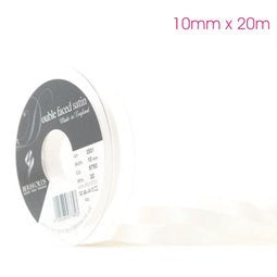 35mm Double Faced Poly Satin Ribbon per Metre - Pearl