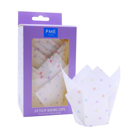 Tulip Muffin Cases  Rainbow Polka Dots Pk/24