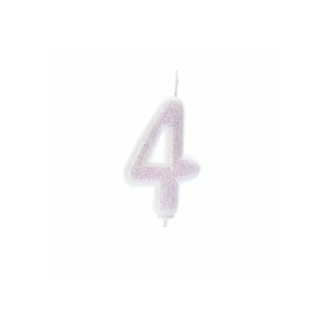 Numeral Moulded Pick Candle - Iridescent White - 4