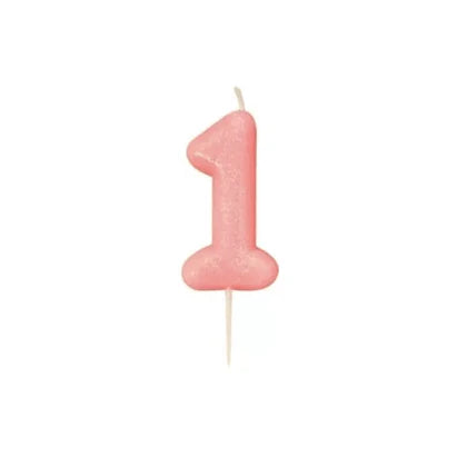 Numeral Moulded Pick Candle - Pink (0-9)