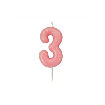 Numeral Moulded Pick Candle - Pink (0-9)