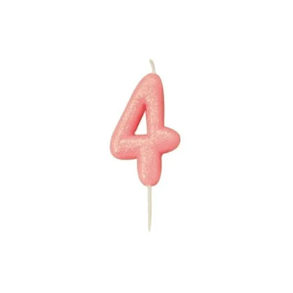 Numeral Moulded Pick Candle - Pink (0-9)