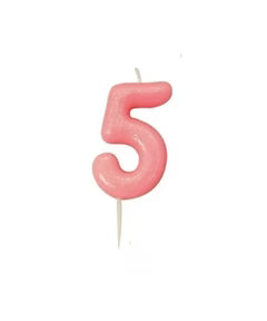 Numeral Moulded Pick Candle - Pink (0-9)