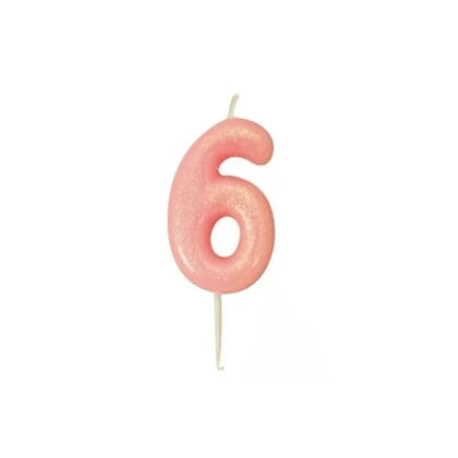 Numeral Moulded Pick Candle - Pink (0-9)
