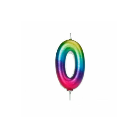 Numeral Moulded Pick Candle - Rainbow - 0