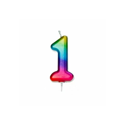 Numeral Moulded Pick Candle - Rainbow - 1