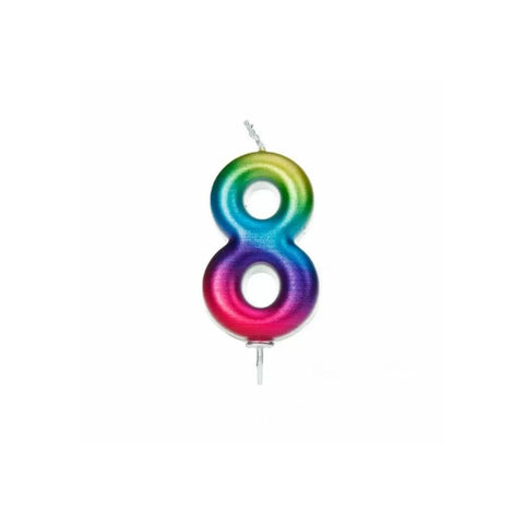 Numeral Moulded Pick Candle - Rainbow - 8