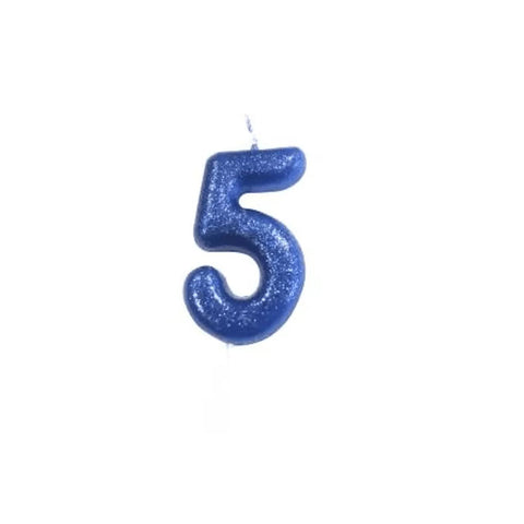 Numeral Moulded Pick Candle - Royal Blue - 5