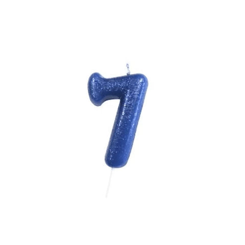 Numeral Moulded Pick Candle - Royal Blue - 7