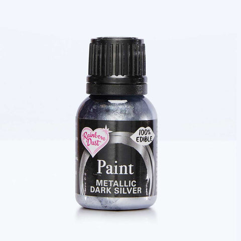 Rainbow Dust Metallic Food Paint - Dark Silver 25ml