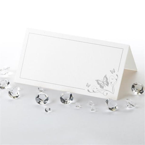 Elegant Silver Butterfly Wedding Place Cards (Pack of 50)